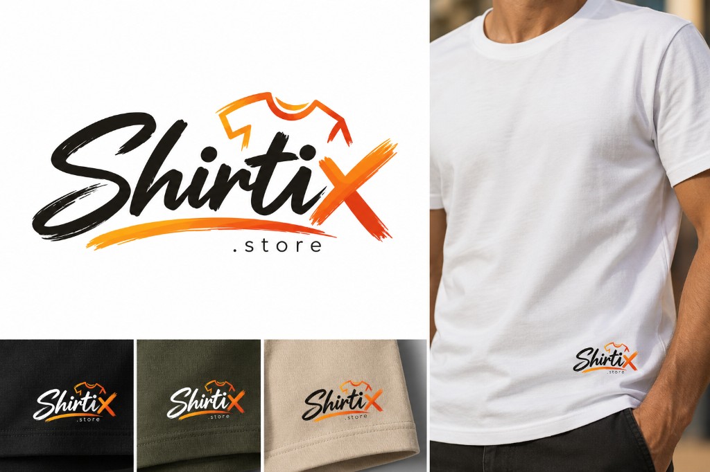 Shirtix Marken-Mockups auf verschiedenen Shirt-Farben